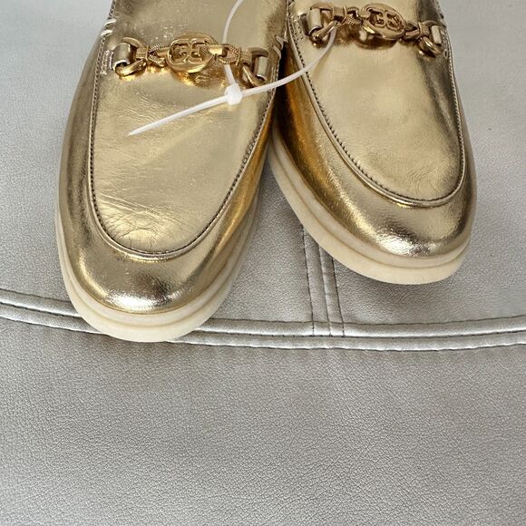 Sam Edelman KIRA BIT MULE AMBER GOLD LEATHER Gold Slip-On Loafers Sandals New - Picture 4 of 5